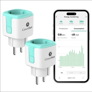 GreenSun 2er WLAN Steckdose Stromzähler Strommessgerät Tuya Home Balkonkraftwerk - Bild 1 von 12
