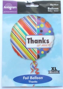 Anagram 18" Foil Helium Balloon Round Thanks So Much Spots and Stripes - Picture 1 of 1