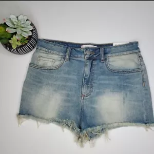 V S PINK High Waisted Denim Cut Off Shorts 6 - Picture 1 of 8