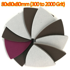80mm Triangle Sandpaper Multitool Sanding Pads Abrasive Polishing 300~2000 Grit