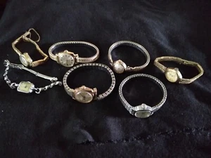 7 OLD WATCHES SUIT PARTS OR REPAIR ALL NAMED IN WRITE UP COLUMN INCABLOC TIMEX - Picture 1 of 7