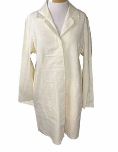 Denim & Co Jacket Women’s Size Medium Linen Blend Yellow Collar Buttons Ladies - Picture 1 of 10