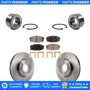 Front Wheel Bearing Disc Brake Rotors And Pads Kit For Kia Forte Koup Forte5