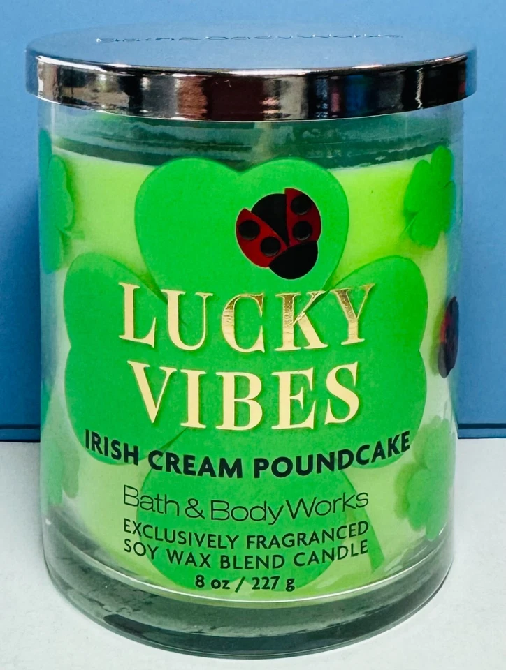 NEW LUCKY VIBES / IRISH CREAM POUNDCAKE ~ SINGLE WICK CANDLE ~ Bath & Body Works - Image 1 of 1