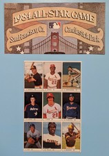 1984 All-Star Game Program 9 Player Insert Sheet - Keith Hernandez Steve Garvey
