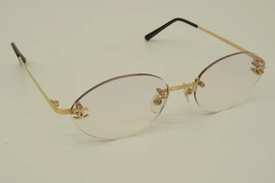 Authentic Chanel Sunglasses 54 19 130 Gold 18k GP Rimless Eyeglasses Logo Frames - Image 1 of 4