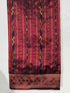 LAO AND THAI WRAP AROUND SARONG *SINH* MULTI-COLOR / DARK RED COLOR BASE - Picture 1 of 3