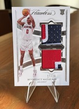 Bennedict Mathurin Flawless Rookie Dual Patch 17/20 SP 2022 Flawless Collegiate