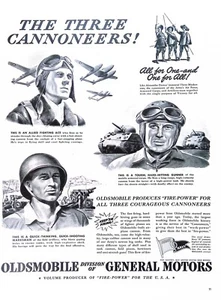 1942 Print Ad Oldsmobile WWII War US Military Cannoneers 10x14 Patriotic - Picture 1 of 3