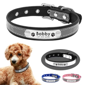 Reflective Personalized Dog Cat Collar Name Custom Engraved for Small Dogs Puppy - Picture 1 of 21