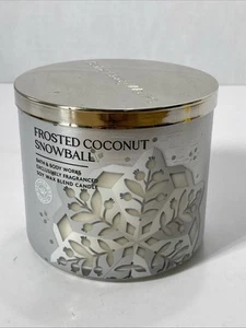 Bath & Body Works FROSTED COCONUT SNOWBALL Soy 3 WICK CANDLE NEW! - Picture 1 of 7