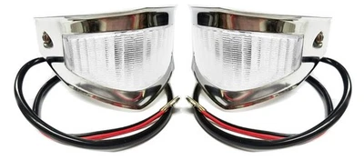 Parking Lights Lamps Stainless Bezel Clear Lens RH LH1953 1954 Ford Pickup Truck - Image 1 of 2