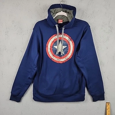 Sudadera con Capucha Capitán América Para Hombre Pequeña Marvel Mad Engine Shield Gráfico Logo Héroe Foto 1 de 4