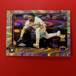 2025 Topps Chrome Jackson Chourio Rookie Gold Cup Raywave Refractor #262 Brewers - Bild 1 von 2