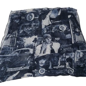 Rare All Stars Cinema Classic Hollywood Film Black/White Sheer Scarf 14" x 56" - Picture 1 of 6