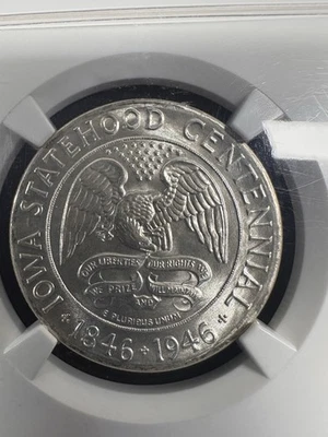 1946 Iowa Commemorative Half Dollar NGC MS 66 Blast White - Image 1 of 4