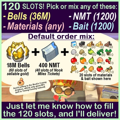 Pick/Mix: Bells, Nook Miles Tickets etc- 120 SLOTS! Animal Crossing:New Horizons - Image 1 of 2