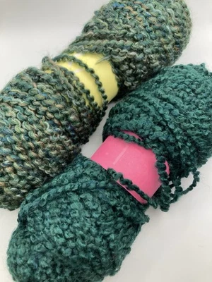 Lion Brand Homespun Yarn 2 Partial Skeins Colors Dark Greens Acrylic Hat Yarn - Image 1 of 3
