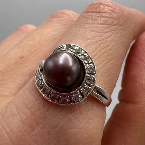 Hermoso anillo vintage de plata esterlina 925 con piedras de la URSS para mujer firmado S 9 - Imagen 1 de 8