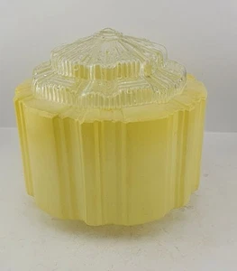 Vintage Art Deco Lemon Yellow Empire Stepped Glass Light Shade - Picture 1 of 4