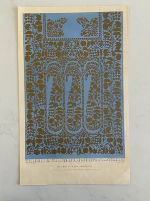 1851 Antique gold Victorian Textile Print – Specimen of Indian Embroidery  - Image 1 of 4