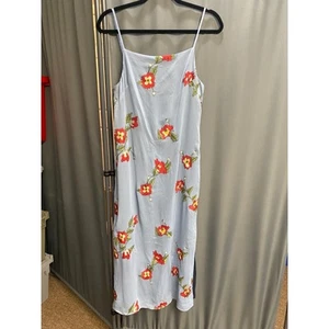 Rag & Bone Slip Dress Women 4 Blue Floral Jolene Embroidered Sleeveless B98 - Picture 1 of 7