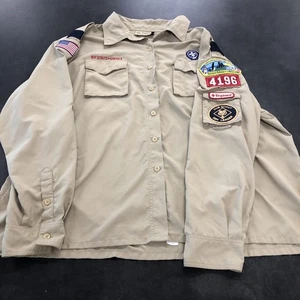 Boy Scouts of America BSA donna marrone chiaro 46-48 toppe Den Leader manica lunga - Foto 1 di 20