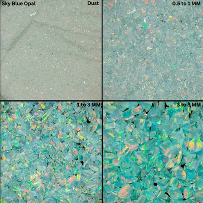 Crushed Sky Blue Opal Opal Gemstone Coarse All Size Multi Fire Opal For Inlays - Image 1 of 4