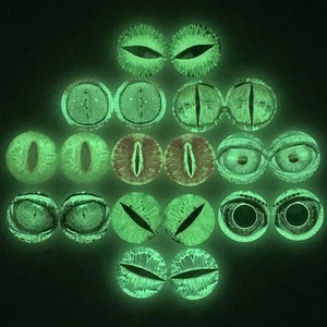 10 Pairs 40mm Glow in The Dark Glass Dinosaur Eyes Round Dome Glass Cabochons... - Picture 1 of 3