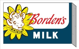 Bordens Milk Porcelain Enamal Heavy Metal 18 inches with Flange Double Side - Picture 1 of 2