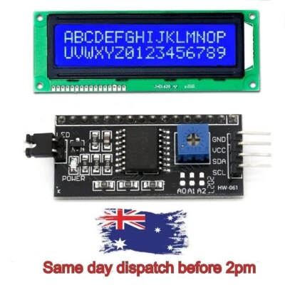 1602 16X2 LCD Display IIC/I2C/TWI/SPI Serial Interface Module For Arduino AU - image 1 of 4