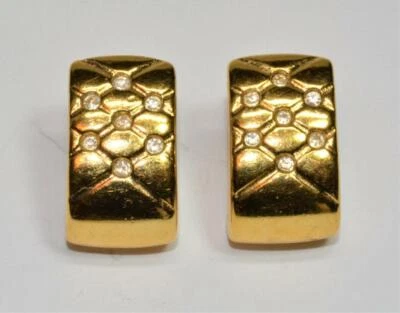 Markierte SWAN Goldfarbene Klare SWAROVSKI Kristall Clip-On Ohrringe - Bild 1 von 2