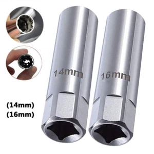 2PCS 14mm & 16mm Car Magnteic Spark Plug Socket Thin Wall 3/8" 5/8" Drive 12 PT - Picture 1 of 8