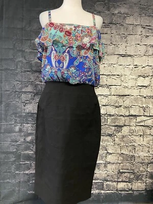 Nicole By Nicole Miller Womens Dress Medium Paisley Black Bandage Combo - Image 1 of 4