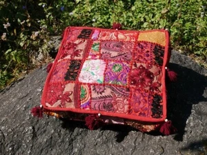 18" Multi Patchwork Large Floor Cotton Box Indien Cushion Cover Home Decorative" - Picture 1 of 5