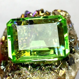 Large Green Peridot 15.15 Ct. Emerald Cut Faceted Loose Gemstone Gift 4 Birthday - Picture 1 of 6