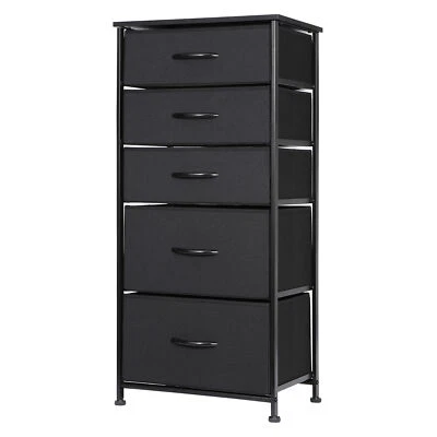 Dresser for Bedroom Fabric Vertical Storage Tower Chest Organizer Unit 5 Drawers - Image 1 of 4