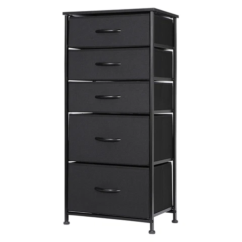 Fabric Dresser W/5 Drawer Storage Chest Tower Cabinet Organizer Unit for Bedroom Cover