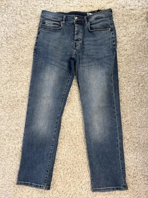 Pantalones de mezclilla Crosshatch estampados pierna recta etiqueta blanca para hombre cintura 32" pierna 30" Foto 1 de 4