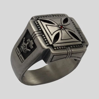 Knights Templar Sterling Silver .925 Ring Skull Cross Masonic All Size UNIQABLE - Image 1 of 4