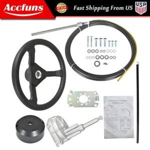 SS13713 Marine With 13.5" Wheel 13 FT Boat Rotary Steering System Outboard Kit - Picture 1 of 17