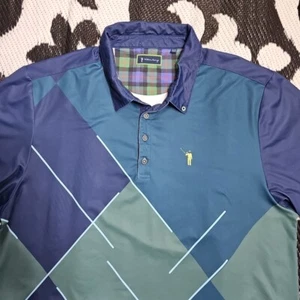 William Bill Murray Golf Polo Shirt Blue Green Diamond Stretch Perf. Men's XXL - Picture 1 of 7