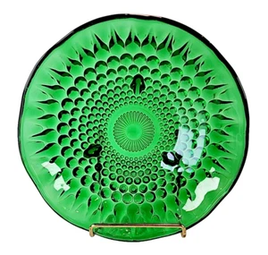 Anchor Hocking Forest Green 6 3/8" Bowl 3-Toed Candy Dishes Hobnail Teardrop - Picture 1 of 5