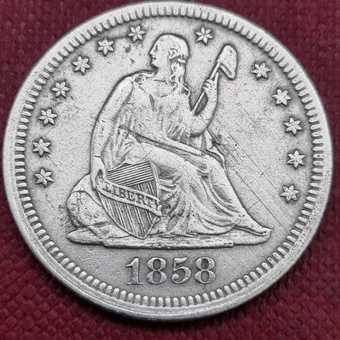 1858 Seated Liberty Quarter 25c Better Grade XF #60265 Cover