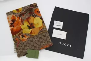 Nwt GUCCI GUCCISSIMA light wool floral SHAWL big panshie SUN/BEIGE yellow GG AUT - Picture 1 of 10