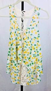 Free People Damen Tank Gr. SP gelb transparent Blumen Häkel Racerback Swing Top - Bild 1 von 6