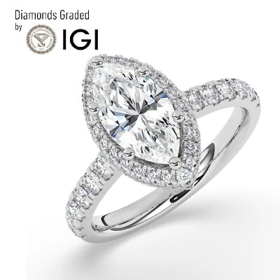 IGI, 1.50Ct Solitaire Lab-Grown Marquise Diamond Engagement Ring, 950 Platinum - Image 1 of 4