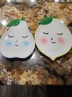 Pair of Vintage Hand Painted Porcelain Fruit  kitchen wall deco Anthropomorphic
