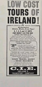 Irlanda Low Cost Tours Ferrocarriles Irlandeses Autocar de Lujo Anuncio Impreso De Colección 1960 - Imagen 1 de 4