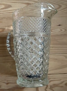Vintage Anchor Hocking Wexford Crystal Glass Pitcher 64 Oz Diamond 9.75” Star - Picture 1 of 9